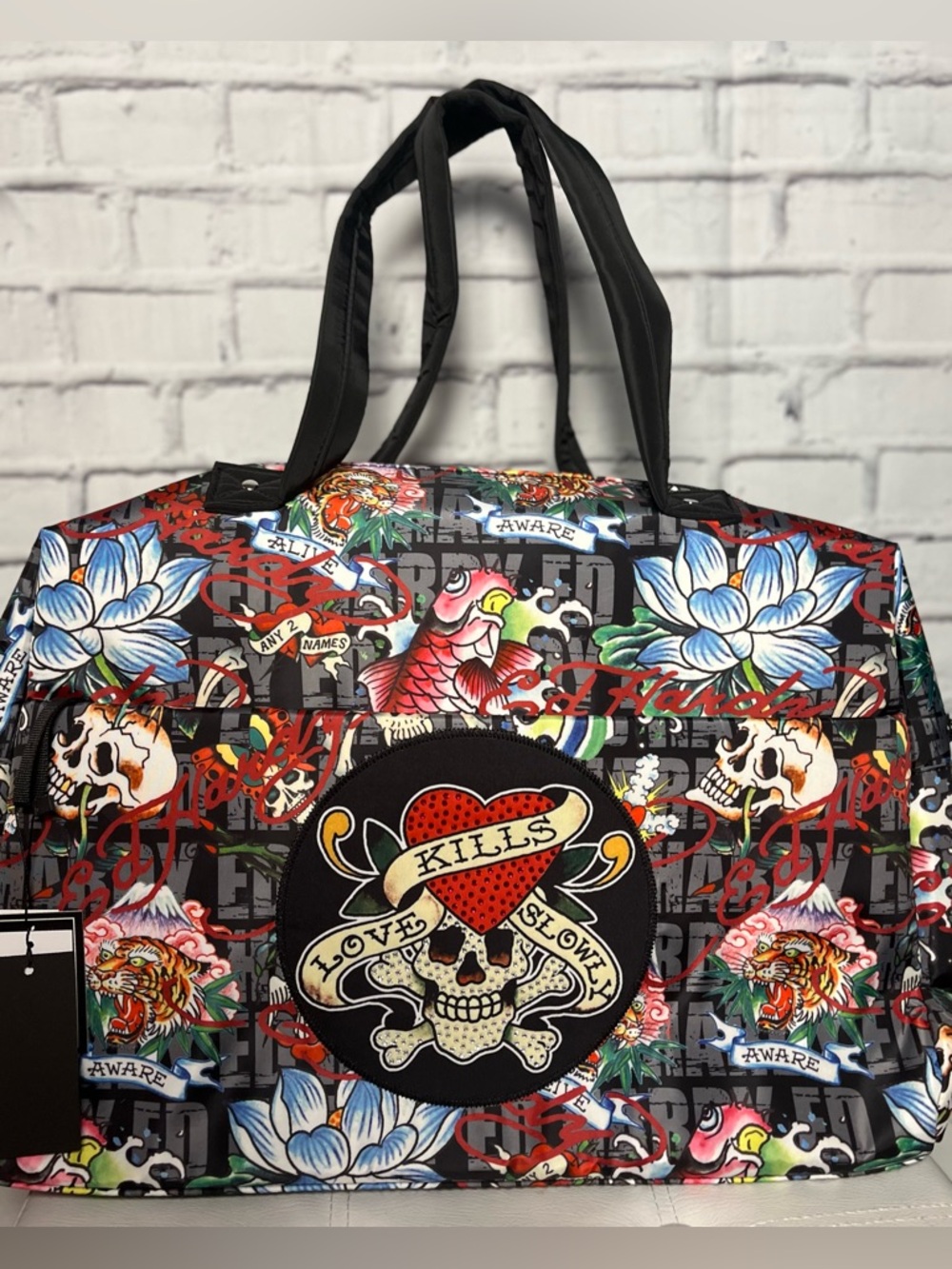 Ed Hardy Love Kills Slowly Travel Tote